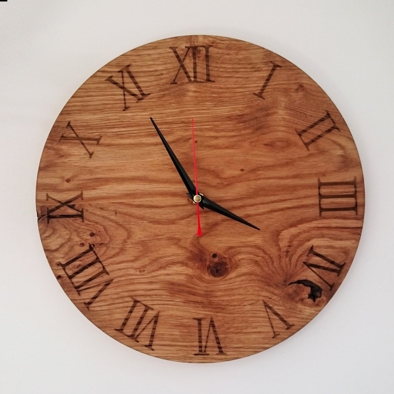 Laser engraved Oak Wall Clock Etsy