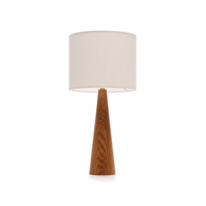 Oak bedside table lamp Cone shape