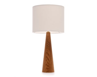 Oak bedside table lamp Cone shape