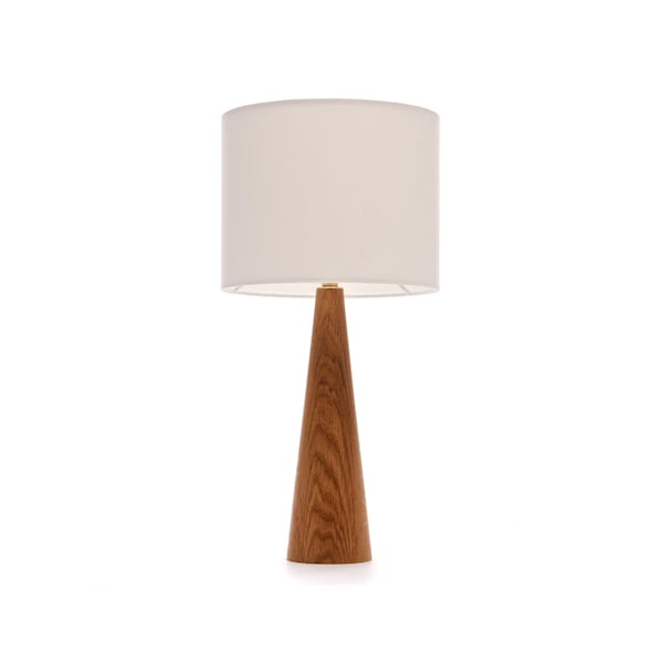 Oak bedside table lamp Cone shape