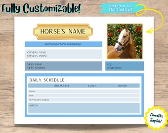 Horse Stall Name Card CanvaPro Template- Customizable Digital Download- Printable