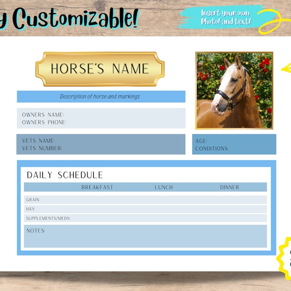 Horse Stall Name Card CanvaPro Template- Customizable Digital Download- Printable