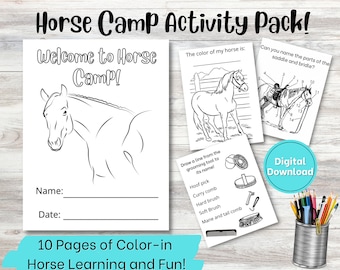 WESTERN TACK- Printable Horse Camp Coloring&Activity Booklet for Kids, Camp Activity, Coloring Book, Digital Download Horse Learning, Print
