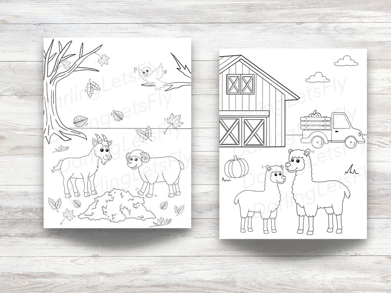 Farm Animal Printable Coloring Pages For Kids Fall Theme Etsy Farm animal printable coloring pages for kids fall theme etsy