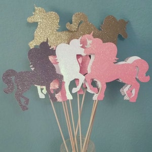 Unicorn fantasy toppers centerpieces decorations cake baby shower gender reveal birthday party favor table decor image 1