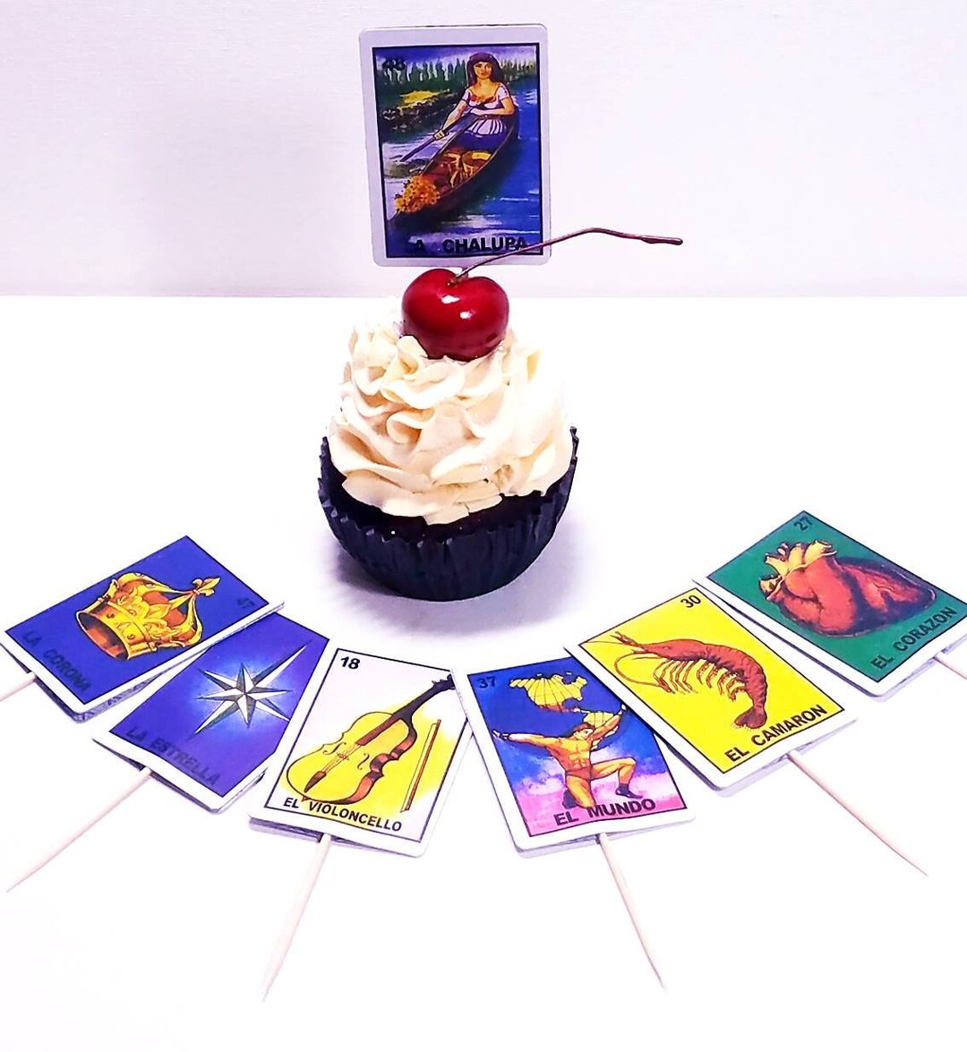 Mexican Loteria Cupcake Toppers Fiesta Mexicana Bingo Game Etsy