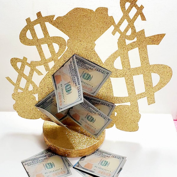 Money bag dollar signs centerpiece for birthday party bachelorette bachelor favors anniversary graduation gambling table decor photo prop