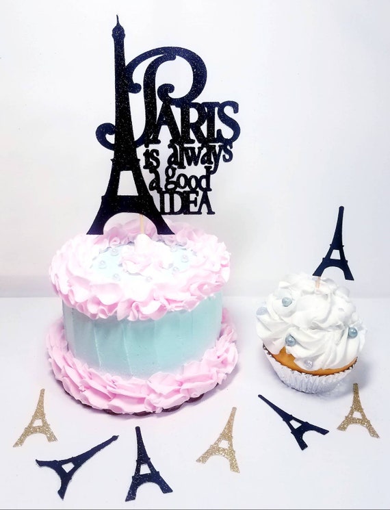 Double Sided Paris Eiffel Tower Cake Topper Birthday Party Etsy