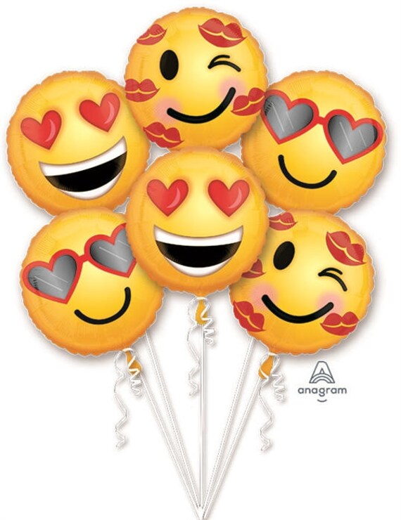 Ensemble De 6 Emoji Visage Love Heart Saint Valentin Helium Etsy