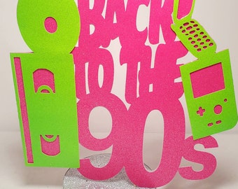 Back to the 90s decade centerpiece 12.5" birthday party favor retro reunion music retro table decoration photo prop backdrop nineties 90's