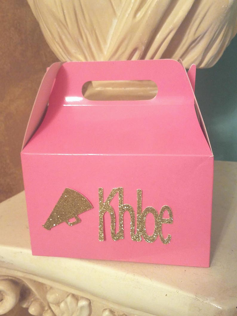 Megaphone cheer cheerleader Personalized Party favor gable gift goodie boxes Birthday graduation baby shower thank you gift Choose Colors