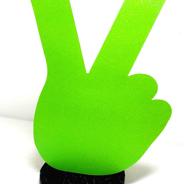 Peace hand sign centerpiece 12.5" for birthday party favor with finger peace 2 years old 70s 60s theme hip hop table decoration photo prop