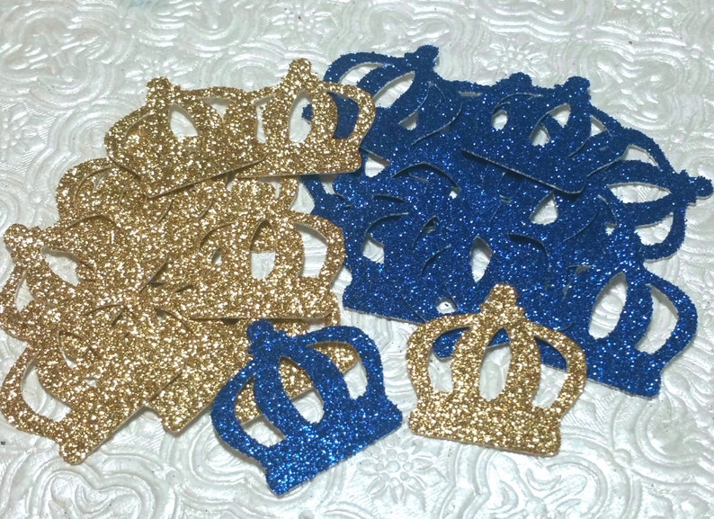 Royal Little Prince Blue Gold Crown Theme Confetti Die Cuts Etsy