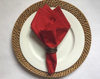 Cloth Napkins in a Rich Red Cotton Fabric, Dinner Napkins,  Reusable Cloth Napkins, Set of 2