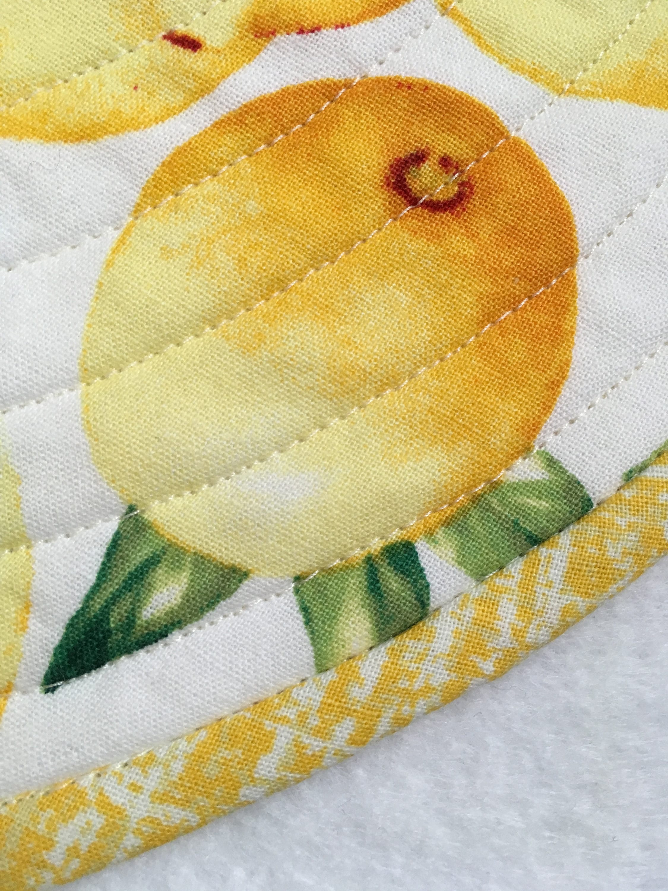 Lemon Print Quilted Round Placemat, Sold in Sets of 2