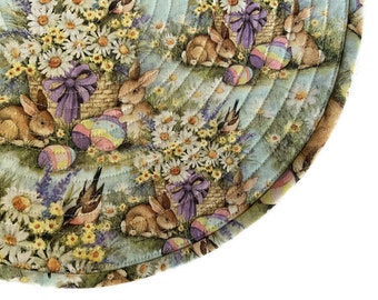 Quilted Easter Bunny Placemats, Round Cotton Set of 2