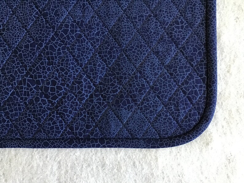 Dark Blue Snake Pattern Quilted Rectangular Placemats Sold in Sets of 2 Reptile Print Placemats