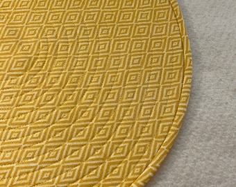 Maize yellow geometric patterned Round, Quilted Placemats