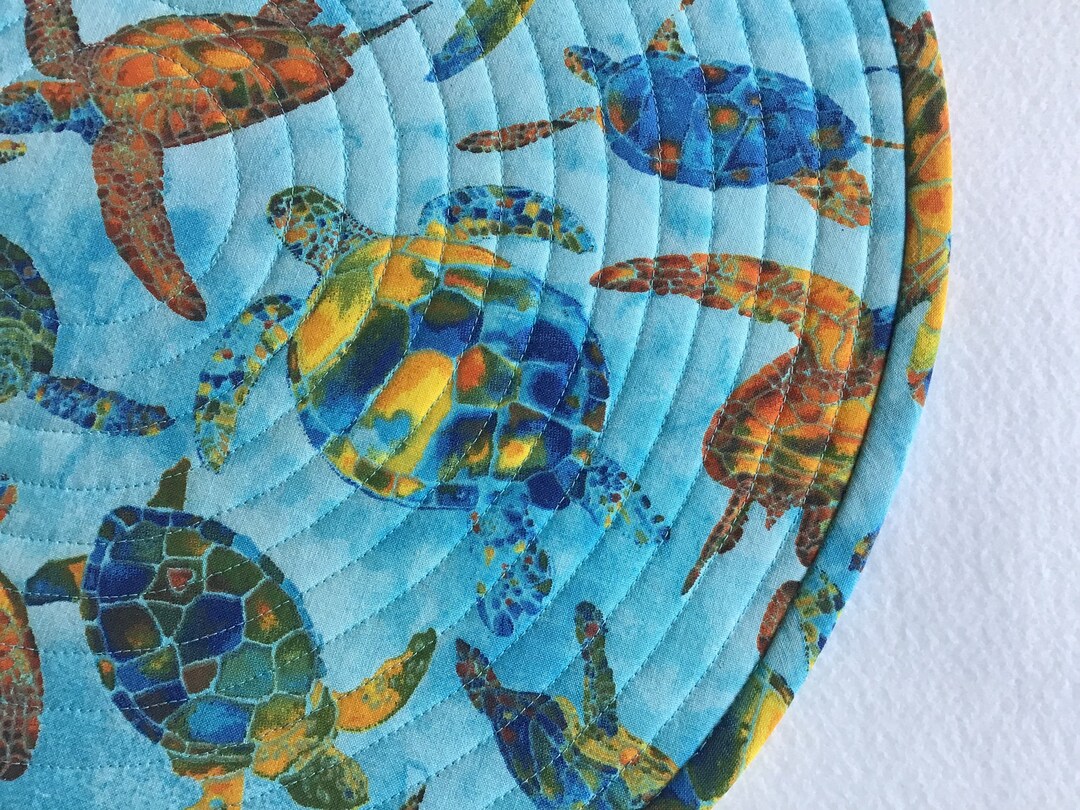 Sea Turtles Quilted Round Placemats, Sold in Sets of 2 Etsy