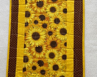 Sunflowers with Brown Quilted Placemats