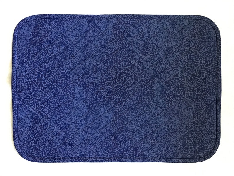 Dark Blue Snake Pattern Quilted Rectangular Placemats Sold in Sets of 2 Reptile Print Placemats