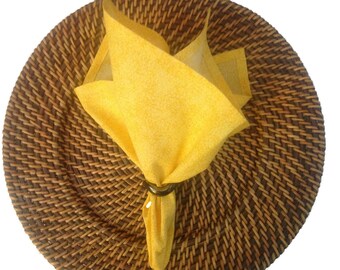 Cloth Napkins in a Yellow Tone on Tone Print, Dinner Napkins,  Reusable Cloth Napkins, Sets of 2