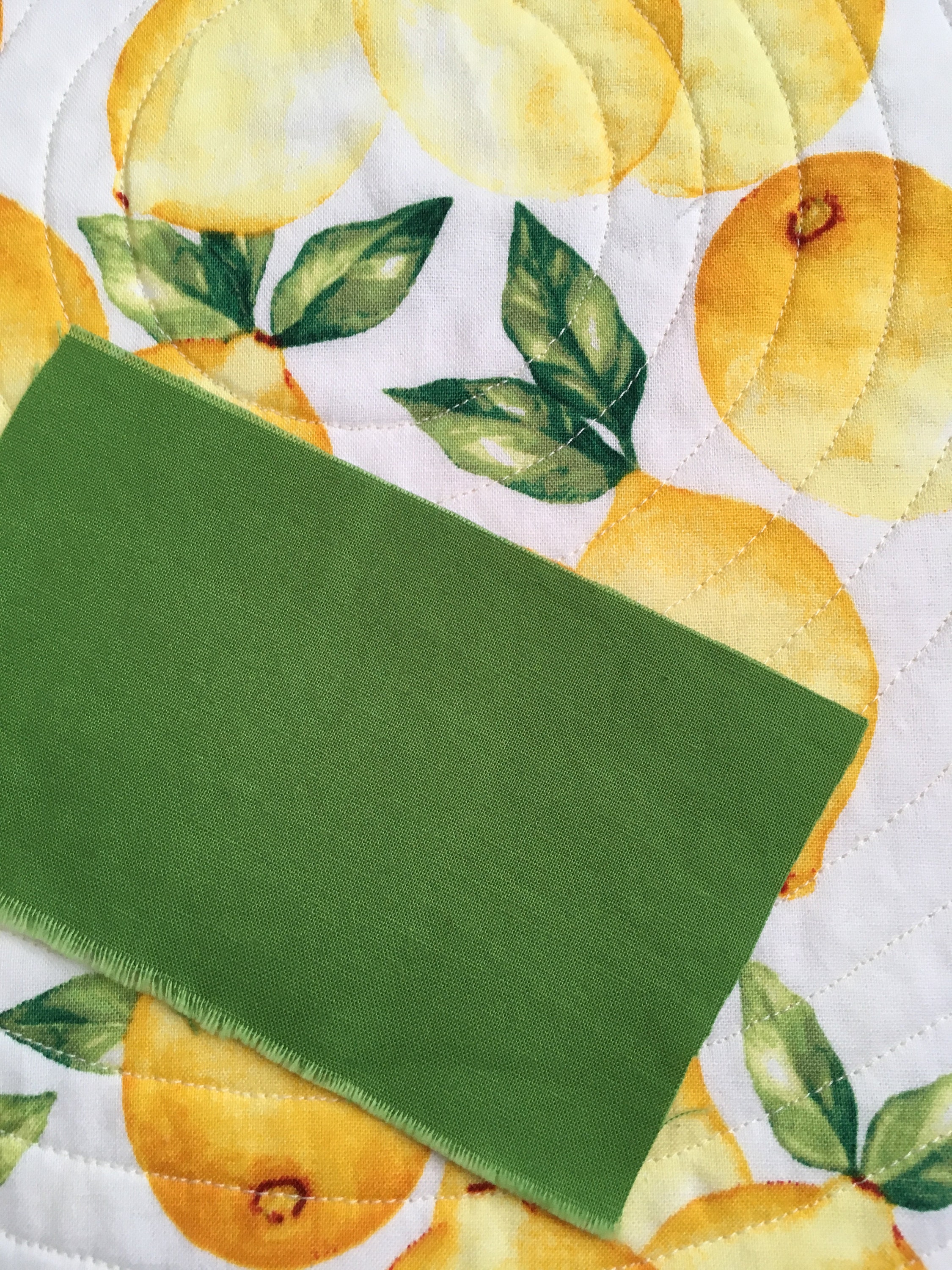 Lemon Print Quilted Round Placemat, Sold in Sets of 2