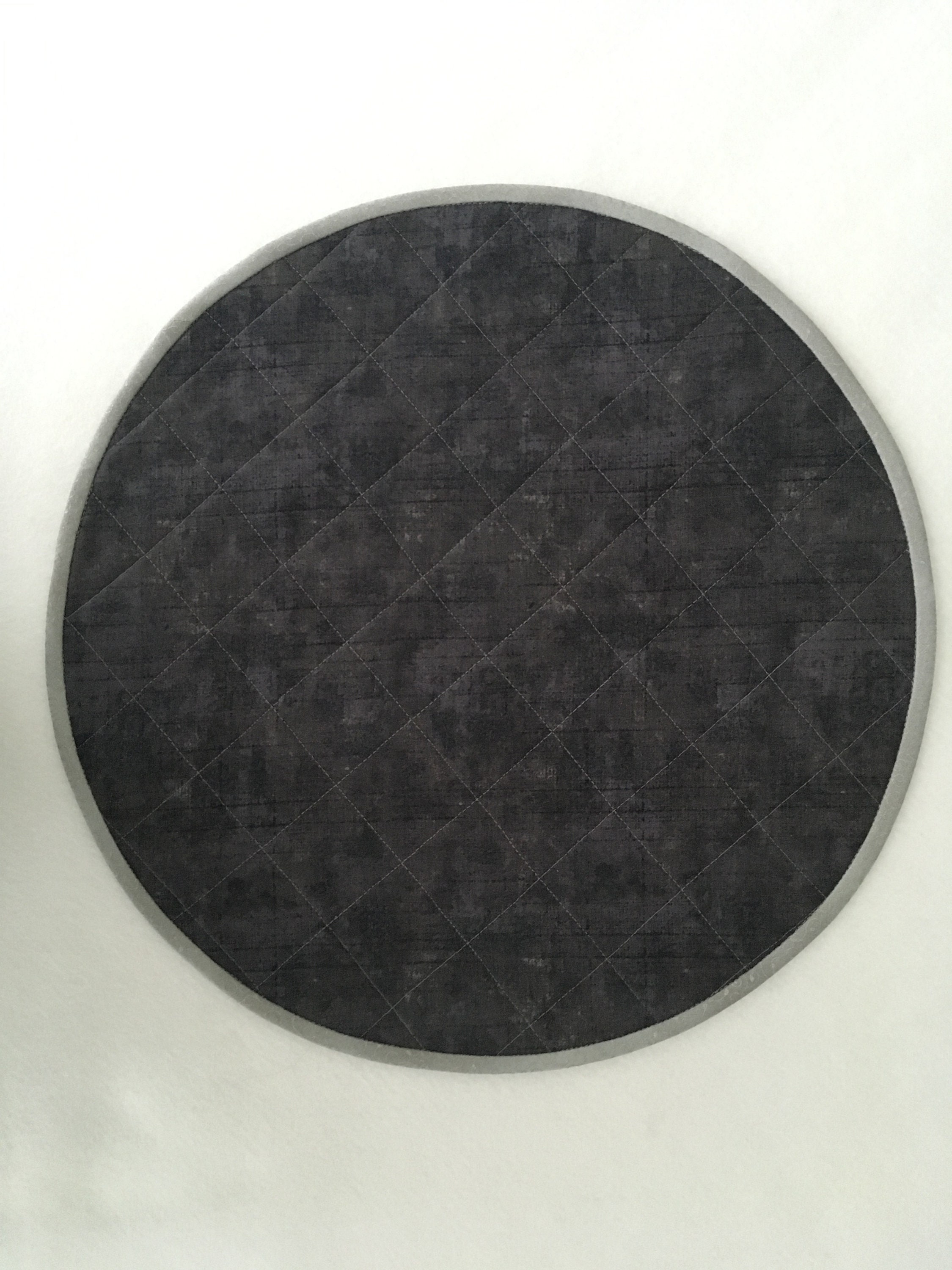 Dark Gray Quilted Placemat, Set of 2, Round Placemats