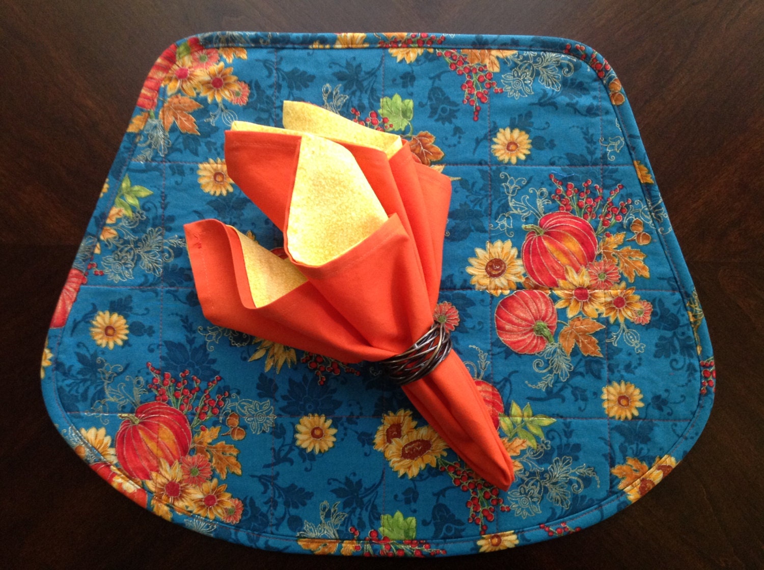 Wedge Shaped Placemats in a Sparkly and Colorful Fall Print Etsy