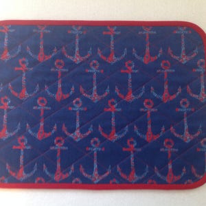 Boat Anchor Design in Patriotic Colors, Quilted Placemats, set of 2.