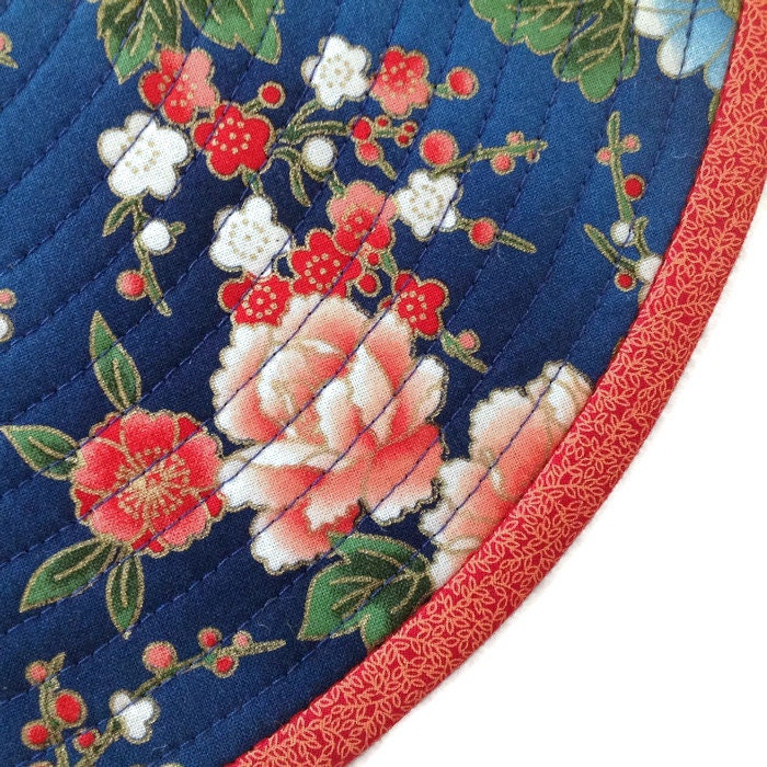 Quilted Round Placemats in a Beautiful Floral Print, Sold in Sets of 2