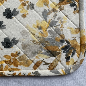 Splashes of Yellows and Grays in a Quilted Rectangular Cotton Placemat, Sold in Sets of 2