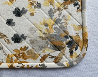 Splashes of Yellows and Grays in a Quilted Rectangular Cotton Placemat, Sold in Sets of 2