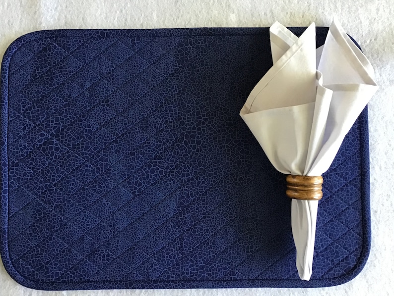 Dark Blue Snake Pattern Quilted Rectangular Placemats Sold in Sets of 2 Reptile Print Placemats