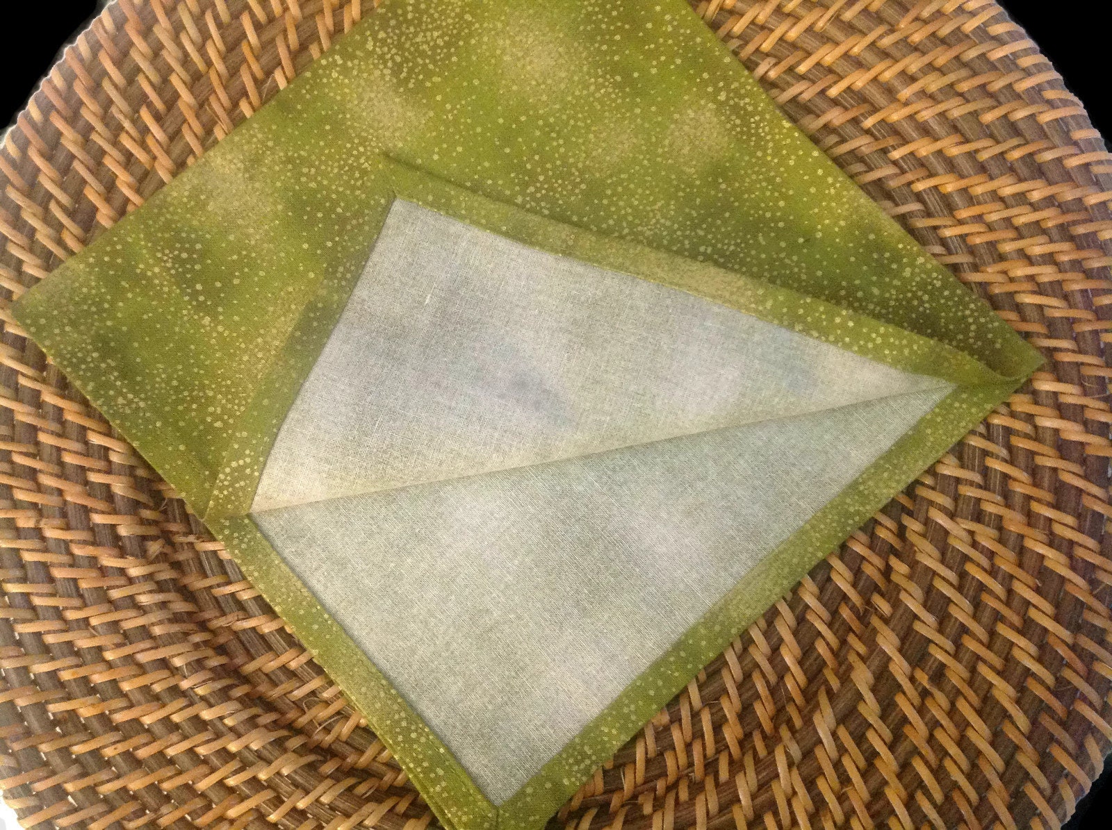 Cloth Dinner Napins Reusable Cloth Napkins Cloth Napkin in a Tonal Olive Green Color with Specks of MetLlic Gold Set of 2