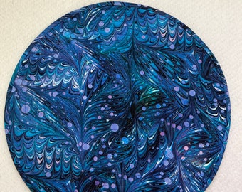 Brilliant Blue Oil Slick Patterned Round, Quilted Placemats