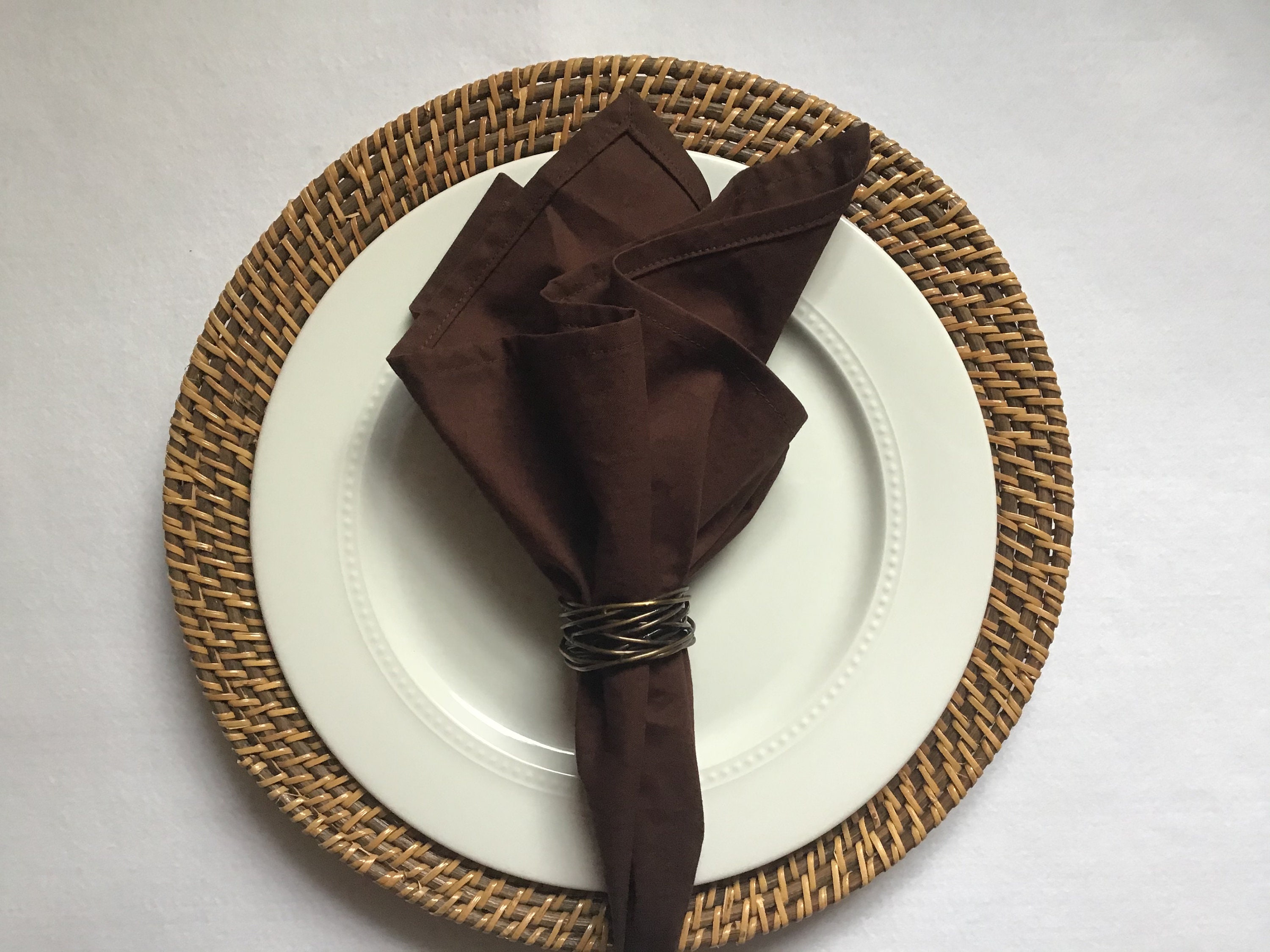 Dark Chocolate Brown Cloth Napkins Cotton Fabric, Dinner Napkins, Reusable Cloth Napkins, Set of 2
