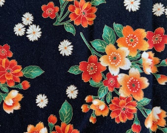 Spring Flowers on Black Round Quilted Placemats