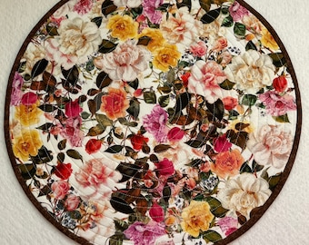 Romantic Roses Floral Round Quilted Placemats