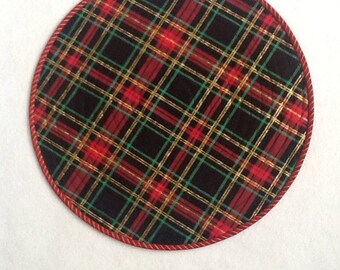 Metallic Christmas Plaid Quilted Placemats