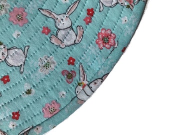 Easter Bunny Rabbit Placemats, Round Quilted Placemats,Easter Placemats,Sold in Sets of 2
