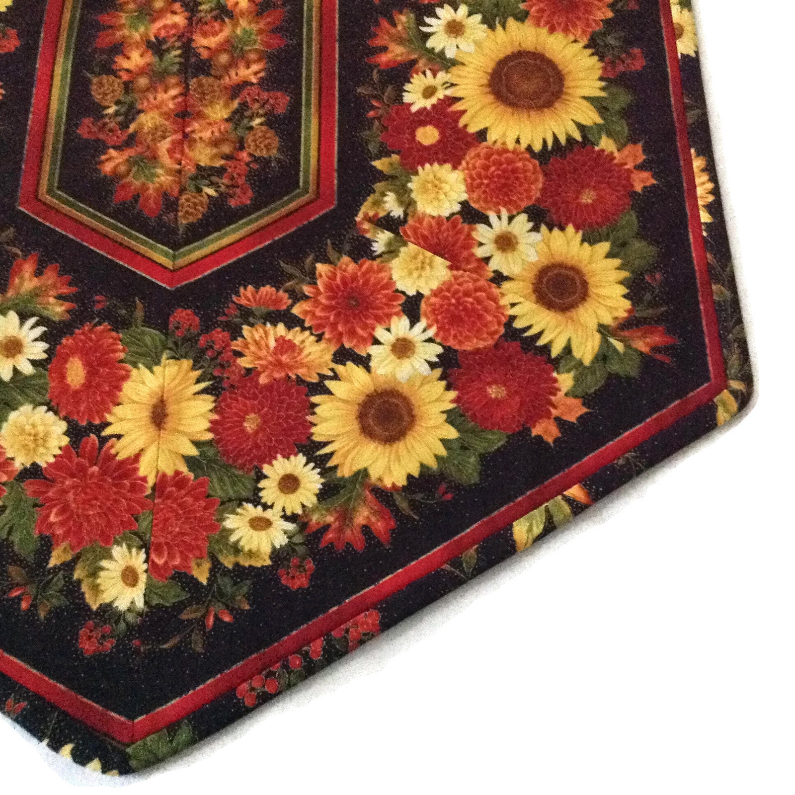 Border Designed Table Runner in a Colorful Sunflower Print Fabric