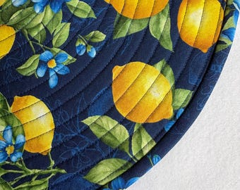 Lemon Print Quilted Placemats, Set of 2, Limoncello Cotton
