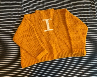 Crochet Initial Sweater - Crochet Initial Jumper - Custom Crochet Sweater - Personalized Sweater