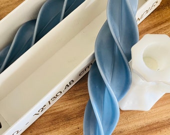 Vintage Blue Carolina Designs Twirl Candlesticks