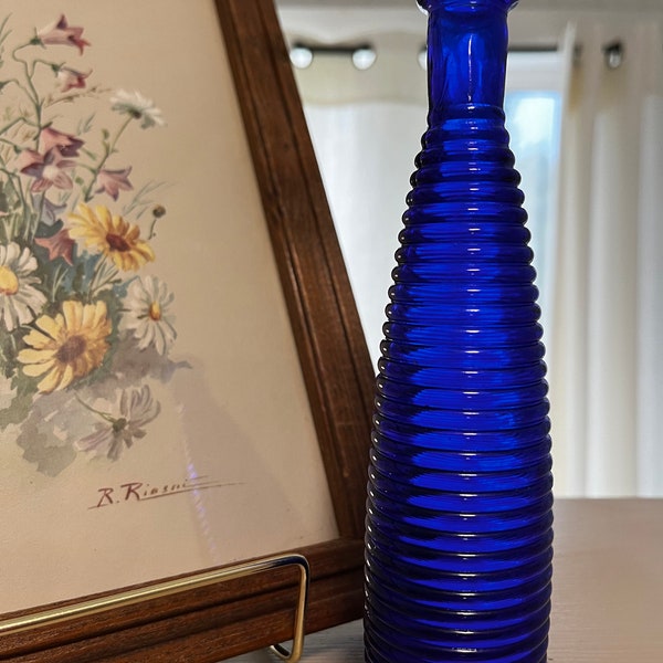 Cobalt Blue Antique Glass Bottle Vase