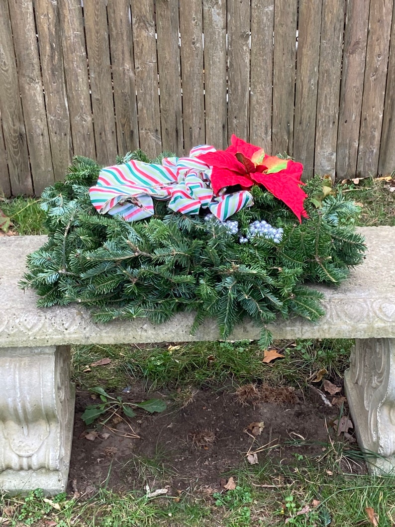 Cemetery Flowers Christmas Grave Pillow Fresh Cut Etsy