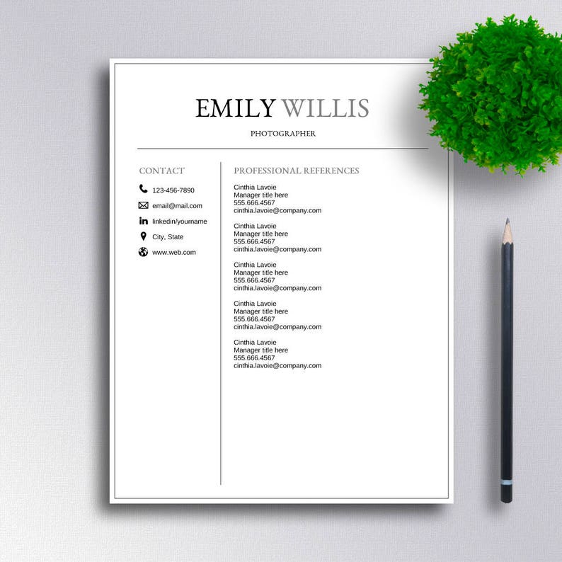 SALE Resume Template CV Template Lettre de couverture pour  Etsy
