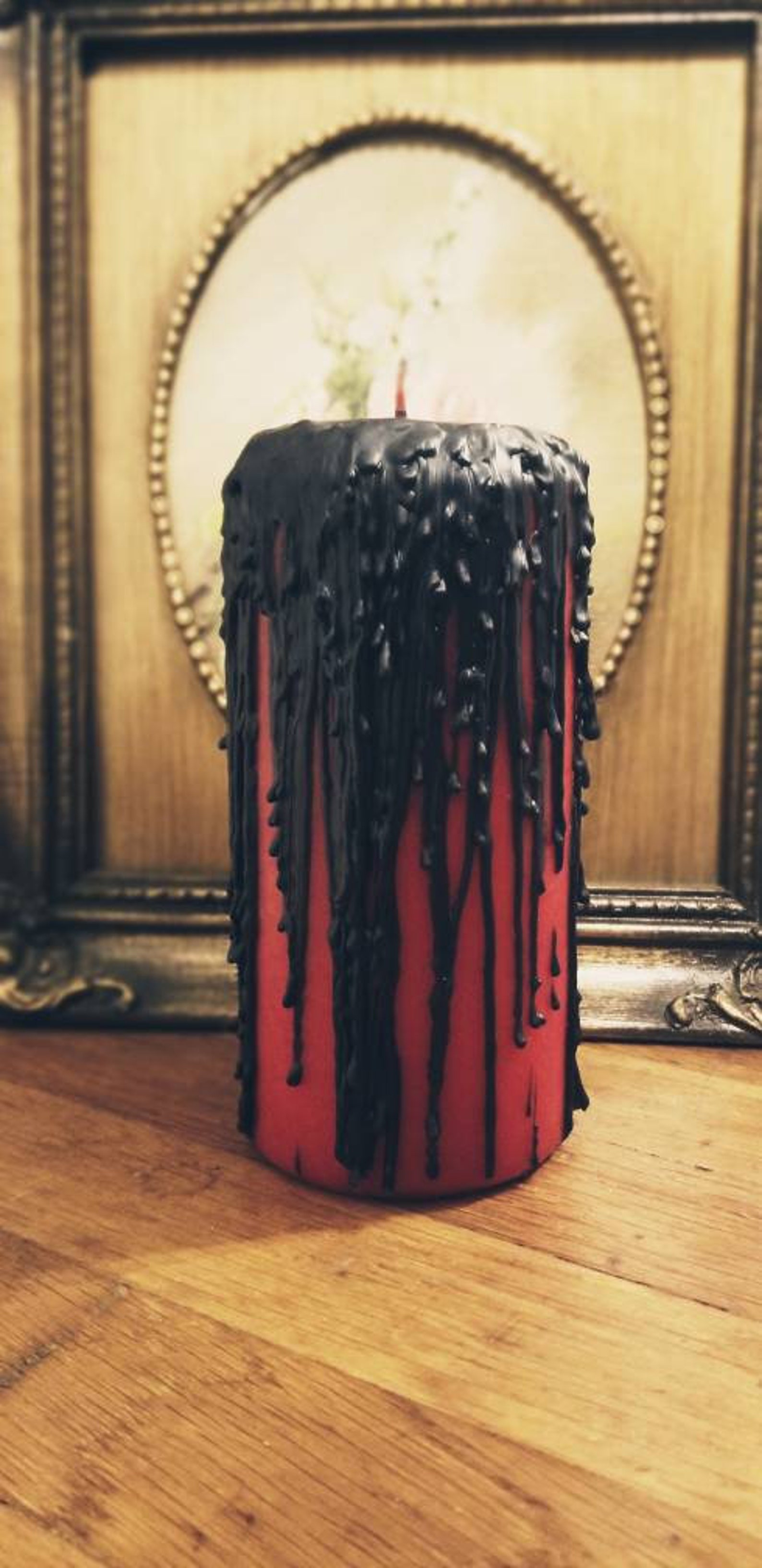 Red Dripping Pillar Candle/ 3x6/ Halloween Etsy