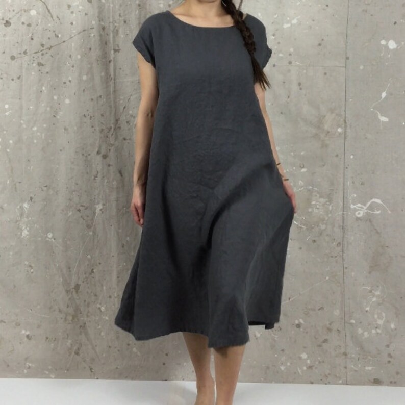 Flared Linen TShirt Dress / Swing / Loose Etsy